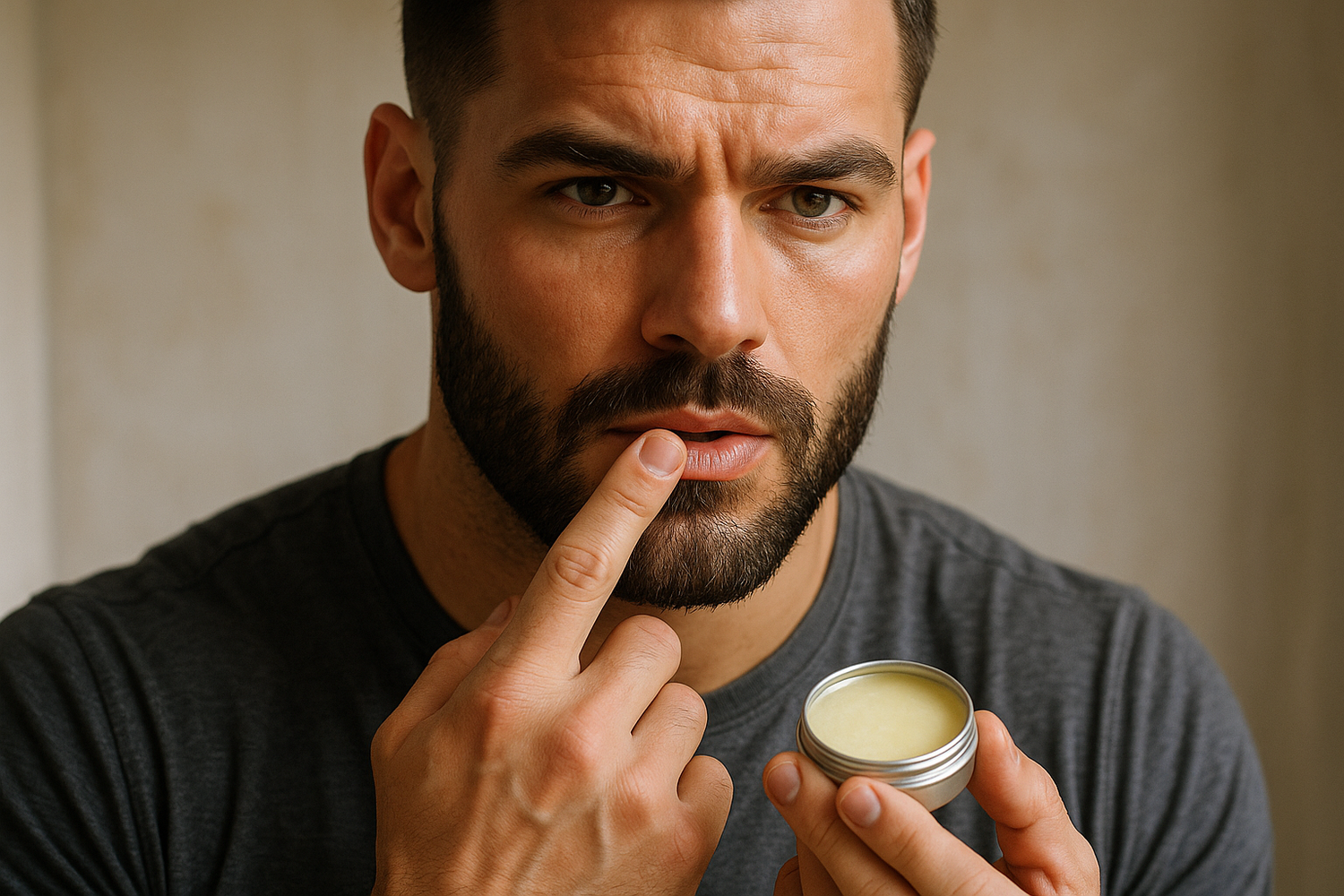 THE LIP BALM IS IN A SMALL CIRCULAR TIN